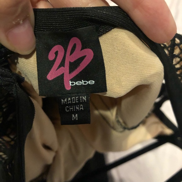 BEBE 2B Black bodycon Dress 8 10 M - Picture 4 of 5